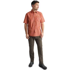 Men'S Coast Short Sleeve Shirt Solar Orange/Auburn Check