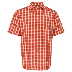 Men'S Coast Short Sleeve Shirt Solar Orange/Auburn Check