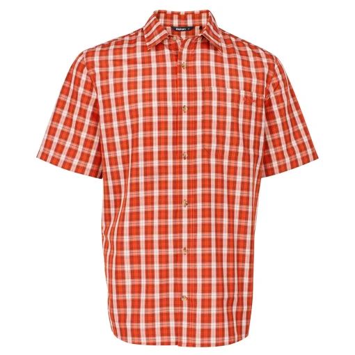 Men'S Coast Short Sleeve Shirt Solar Orange/Auburn Check