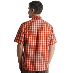 Men'S Coast Short Sleeve Shirt Solar Orange/Auburn Check