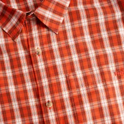 Men'S Coast Short Sleeve Shirt Solar Orange/Auburn Check
