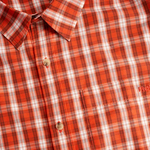 Men'S Coast Short Sleeve Shirt Solar Orange/Auburn Check