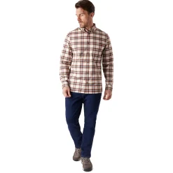 Men'S Dover Long Sleeve Shirt Ecru/Red Check