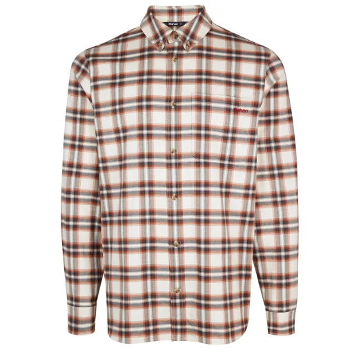 Men'S Dover Long Sleeve Shirt Ecru/Red Check