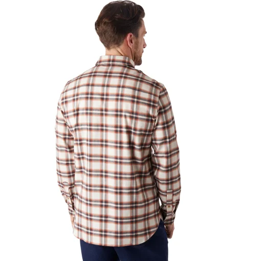 Men'S Dover Long Sleeve Shirt Ecru/Red Check