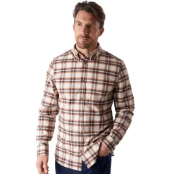 Men'S Dover Long Sleeve Shirt Ecru/Red Check
