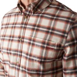 Men'S Dover Long Sleeve Shirt Ecru/Red Check