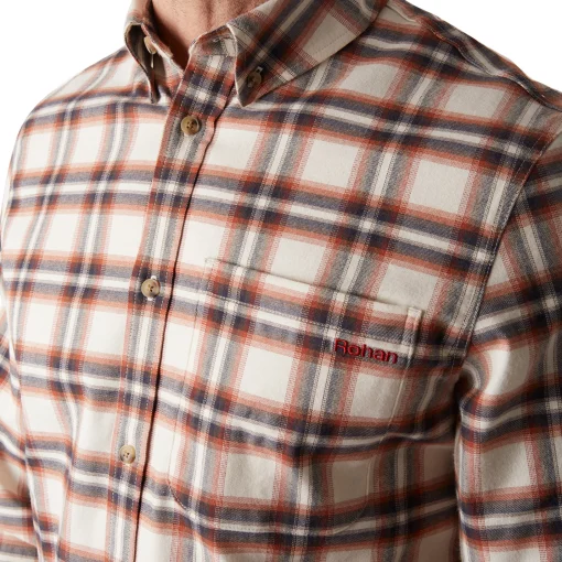 Men'S Dover Long Sleeve Shirt Ecru/Red Check