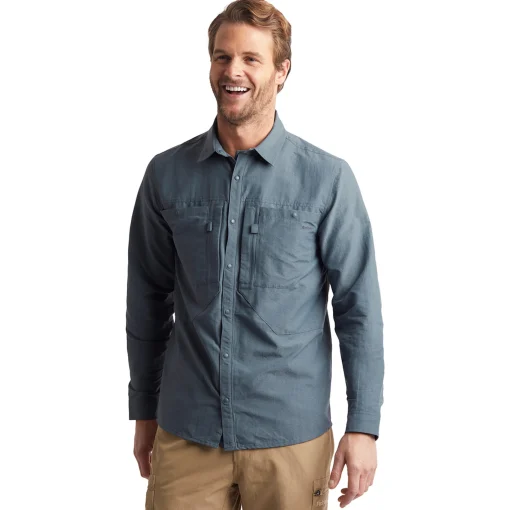 Men'S Frontier Long Sleeve Shirt Slate Grey Marl