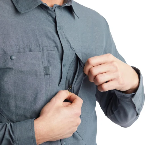 Men'S Frontier Long Sleeve Shirt Slate Grey Marl