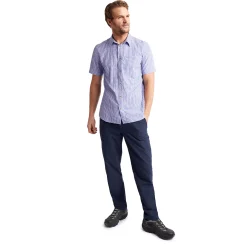 Men'S Isle Short Sleeve Shirt Eclipse Blue Gingham