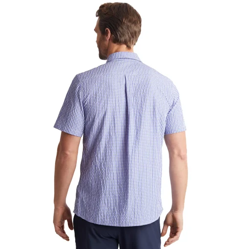 Men'S Isle Short Sleeve Shirt Eclipse Blue Gingham
