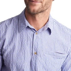 Men'S Isle Short Sleeve Shirt Eclipse Blue Gingham