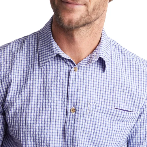 Men'S Isle Short Sleeve Shirt Eclipse Blue Gingham