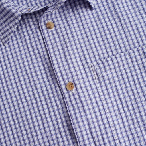 Men'S Isle Short Sleeve Shirt Eclipse Blue Gingham