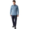 Men'S Merino Cool Long Sleeve Polo Shadow Blue Marl