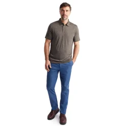 Men'S Merino Cool Short Sleeve Polo Dark Olive Brown Marl