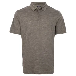 Men'S Merino Cool Short Sleeve Polo Dark Olive Brown Marl