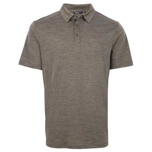 Men'S Merino Cool Short Sleeve Polo Dark Olive Brown Marl