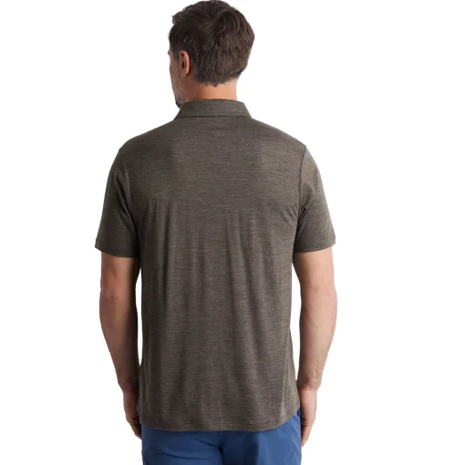 Men'S Merino Cool Short Sleeve Polo Dark Olive Brown Marl