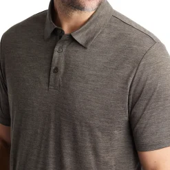 Men'S Merino Cool Short Sleeve Polo Dark Olive Brown Marl