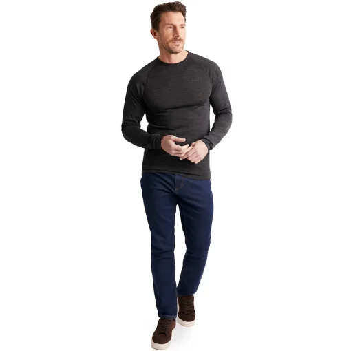 Men'S Merino Union 150 Crew Dark Charcoal Marl