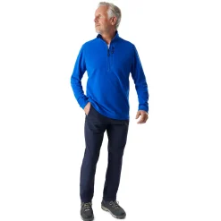 Men'S Microgrid Zip Neck Top Ridge Blue