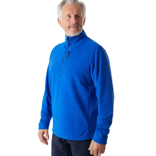 Men'S Microgrid Zip Neck Top Ridge Blue