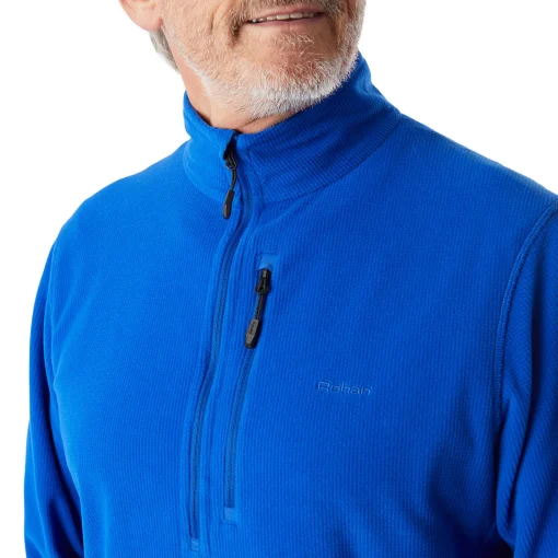Men'S Microgrid Zip Neck Top Ridge Blue