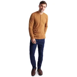 Men'S Newlyn Henley Long Sleeve Top Desert Ochre