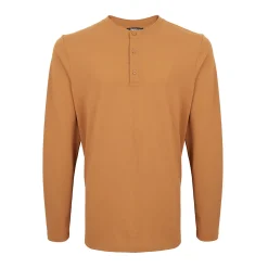 Men'S Newlyn Henley Long Sleeve Top Desert Ochre