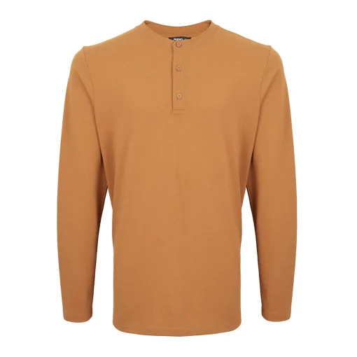 Men'S Newlyn Henley Long Sleeve Top Desert Ochre
