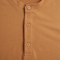 Men'S Newlyn Henley Long Sleeve Top Desert Ochre