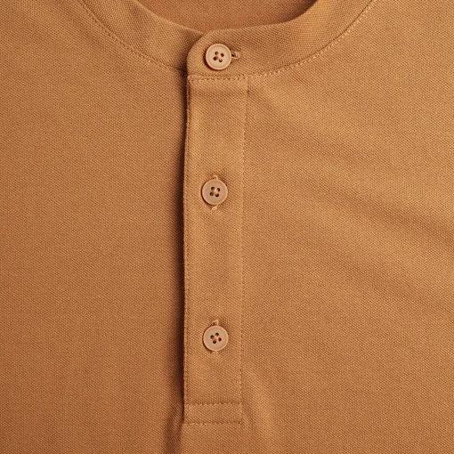 Men'S Newlyn Henley Long Sleeve Top Desert Ochre