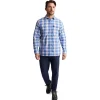 Men'S Pennine Long Sleeve Shirt Ecru/Island Blue Check