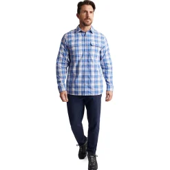 Men'S Pennine Long Sleeve Shirt Ecru/Island Blue Check