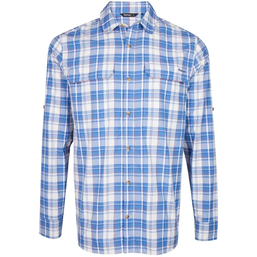 Men'S Pennine Long Sleeve Shirt Ecru/Island Blue Check