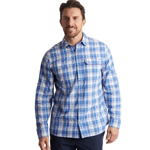 Men'S Pennine Long Sleeve Shirt Ecru/Island Blue Check