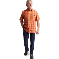 Men'S Pennine Short Sleeve Shirt Sunset Orange/Red Check