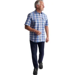 Men'S Pennine Short Sleeve Shirt Ecru/Island Blue Check