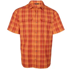 Men'S Pennine Short Sleeve Shirt Sunset Orange/Red Check
