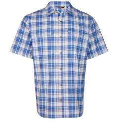 Men'S Pennine Short Sleeve Shirt Ecru/Island Blue Check