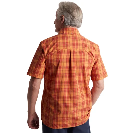Men'S Pennine Short Sleeve Shirt Sunset Orange/Red Check