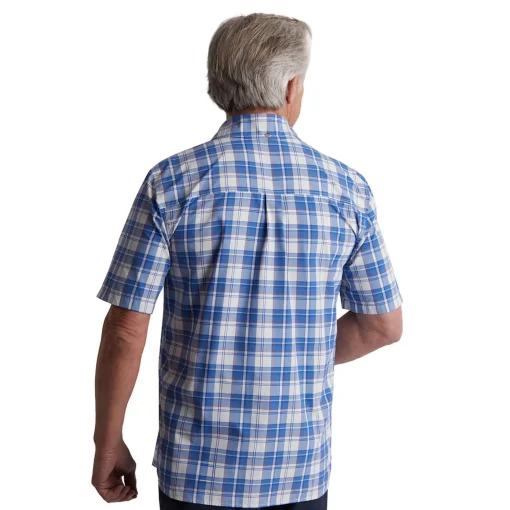 Men'S Pennine Short Sleeve Shirt Ecru/Island Blue Check