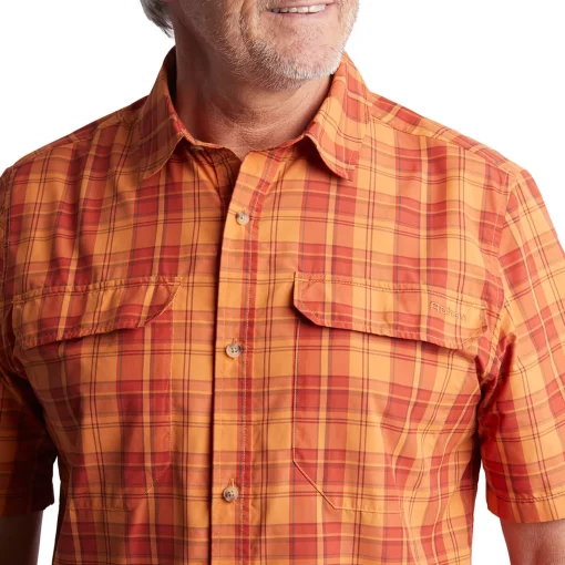 Men'S Pennine Short Sleeve Shirt Sunset Orange/Red Check