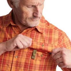 Men'S Pennine Short Sleeve Shirt Sunset Orange/Red Check
