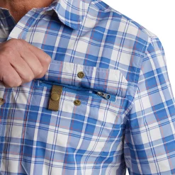 Men'S Pennine Short Sleeve Shirt Ecru/Island Blue Check