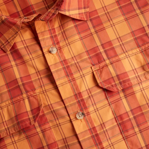 Men'S Pennine Short Sleeve Shirt Sunset Orange/Red Check