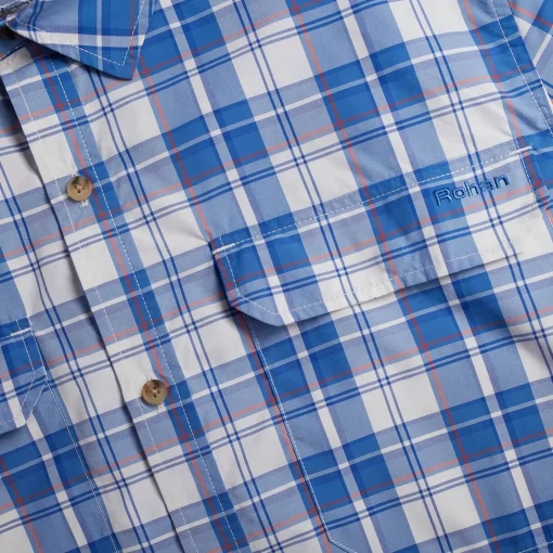 Men'S Pennine Short Sleeve Shirt Ecru/Island Blue Check