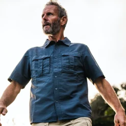 Men'S Pioneer Short Sleeve Shirt Blue Shadow